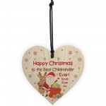 Happy Christmas Gift For Childminder Wood Heart Personalised