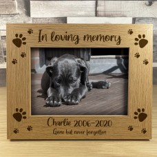 PERSONALISED Pet Memorial Photo Frame Wooden Puppy Dog Cat