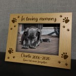 PERSONALISED Pet Memorial Photo Frame Wooden Puppy Dog Cat