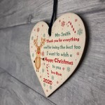 PERSONALISED Christmas Gift For Teacher Assistant Wood Heart