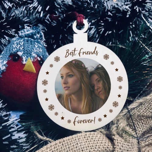 Best Friend Christmas Gift Wood Bauble Christmas Tree Decoration