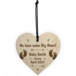 Baby Announcement Sign Wood Heart Personalised New Baby Gift