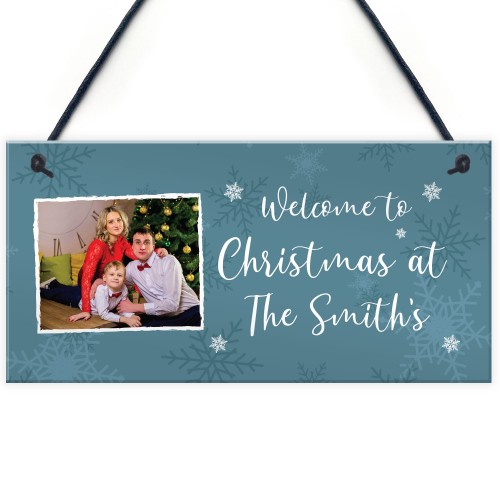 Welcome To Christmas Sign PERSONALISED Home Christmas Decor