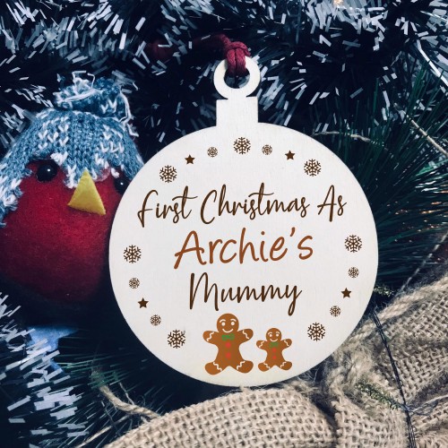 First Christmas As A Mummy Wood Bauble PERSONALISED Gift