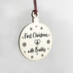 Personalised Dog's First Christmas Wood Bauble Tree Decoration