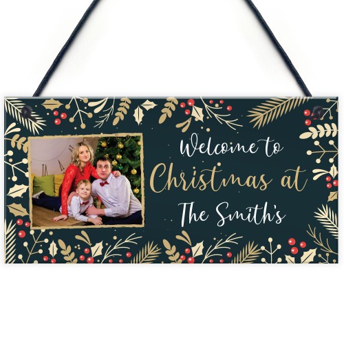 Personalised Photo Plaque Welcome To Christmas Sign Family Gift