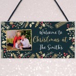 Personalised Photo Plaque Welcome To Christmas Sign Family Gift