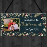 Personalised Photo Plaque Welcome To Christmas Sign Family Gift