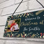 Personalised Photo Plaque Welcome To Christmas Sign Family Gift