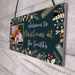 Personalised Photo Plaque Welcome To Christmas Sign Family Gift