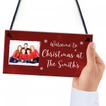 Personalised Christmas Sign Family Photo Plaque Welcome Sign
