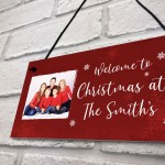 Personalised Christmas Sign Family Photo Plaque Welcome Sign