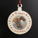 Personalised Family Photo Christmas Bauble Wood Tree Decoration