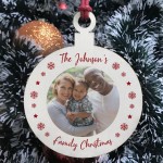 Personalised Family Photo Christmas Bauble Wood Tree Decoration