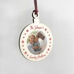 Personalised Family Photo Christmas Bauble Wood Tree Decoration