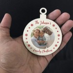 Personalised Family Photo Christmas Bauble Wood Tree Decoration