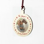 Personalised Family Photo Christmas Bauble Wood Tree Decoration
