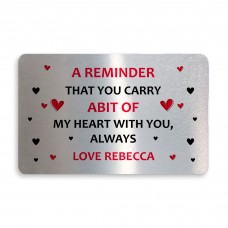 Love Wallet Card Insert PERSONALISED Anniversary Christmas Gift