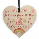 Year We Stayed At Home Christmas Tree Bauble Wood Heart