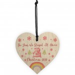 Year We Stayed At Home Christmas Tree Bauble Wood Heart