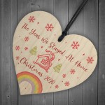 Year We Stayed At Home Christmas Tree Bauble Wood Heart