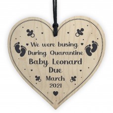 Funny Quarantine Baby Annoucement Gift Wood Heart Baby Gift
