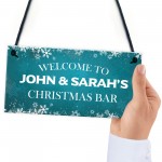 Welcome To Christmas Bar HOME BAR Sign PERSONALISED