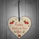 Personalised CHRISTMAS EVE BOX Gift Tag Wood Heart
