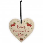 Personalised CHRISTMAS EVE BOX Gift Tag Wood Heart