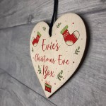 Personalised CHRISTMAS EVE BOX Gift Tag Wood Heart