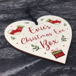 Personalised CHRISTMAS EVE BOX Gift Tag Wood Heart