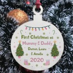 First Christmas Bauble For New Mummy And Daddy Wood Gift