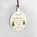 First Christmas Bauble For New Mummy And Daddy Wood Gift