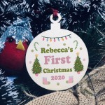 Personalised Christmas Tree Decoration For New Baby Wood Bauble