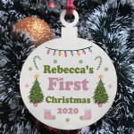 Personalised Christmas Tree Decoration For New Baby Wood Bauble