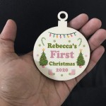 Personalised Christmas Tree Decoration For New Baby Wood Bauble