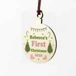 Personalised Christmas Tree Decoration For New Baby Wood Bauble