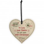 Personalised Christmas Present Gift Tag Wood Heart Daughter Son