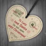 Personalised Christmas Present Gift Tag Wood Heart Daughter Son