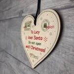 Personalised Christmas Present Gift Tag Wood Heart Daughter Son