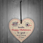 Personalised Christmas Eve Gift Box Tag Wood Heart Daughter Son