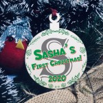 PERSONALISED First Christmas Bauble Initial Christmas Decoration