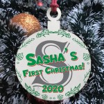 PERSONALISED First Christmas Bauble Initial Christmas Decoration