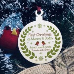 First Christmas As Mummy Daddy Wood Heart New Baby Gift