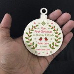 Our First Christmas Wood Christmas Bauble PERSONALISED