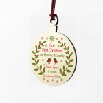 Our First Christmas Wood Christmas Bauble PERSONALISED