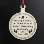 Funny Christmas Bauble Baby Announcement Gift Wood Family Gift