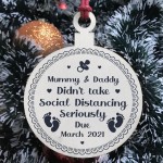 Funny Christmas Bauble Baby Announcement Gift Wood Family Gift