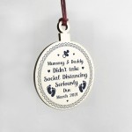 Funny Christmas Bauble Baby Announcement Gift Wood Family Gift