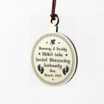 Funny Christmas Bauble Baby Announcement Gift Wood Family Gift